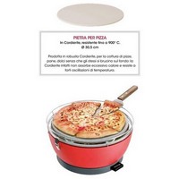 photo FEUERDESIGN - VESUVIO Grill RED - Kit with IGNITION GEL + CHARCOAL 3 Kg + TONGS + PIZZA STONE 3